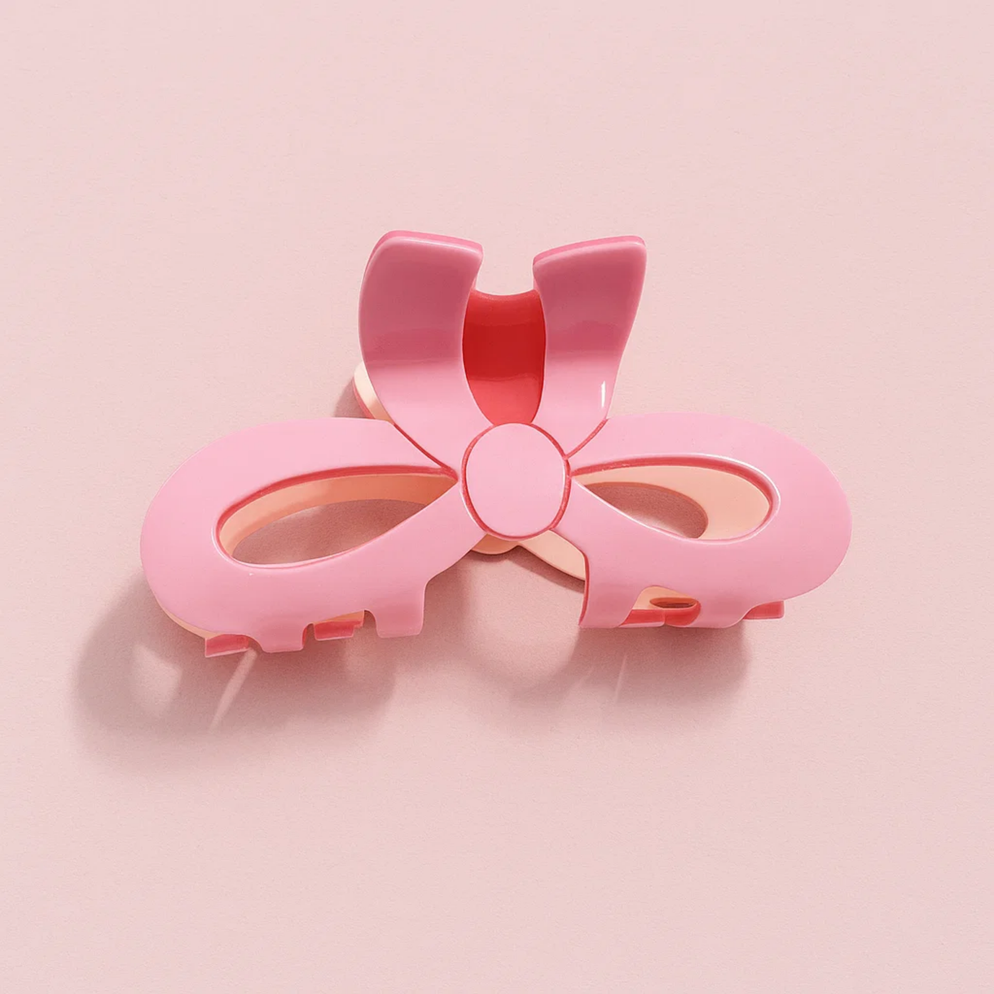 Pink Bow Shaped Solid Claw Clip