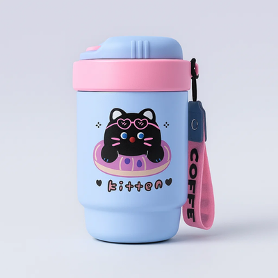 Coffee Cat Blue Stainless Steel Tumbler