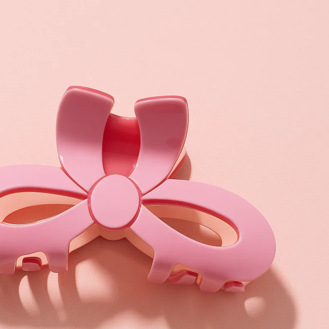 Pink Bow Shaped Solid Claw Clip