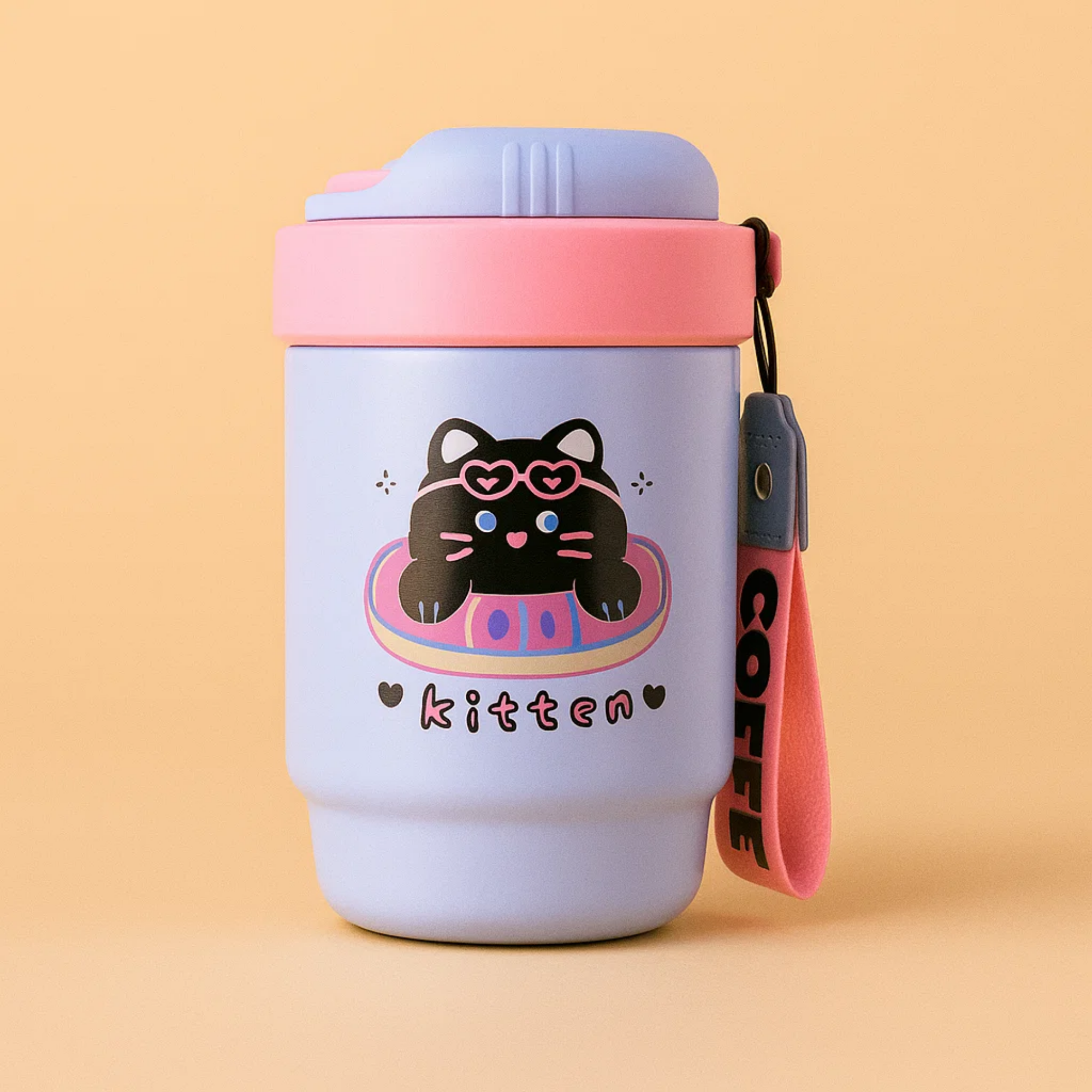 Coffee Cat Blue Stainless Steel Tumbler (small)