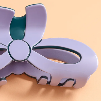 Blue Bow Shaped Solid Claw Clip