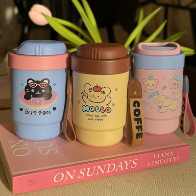 Coffee Cat Blue Stainless Steel Tumbler