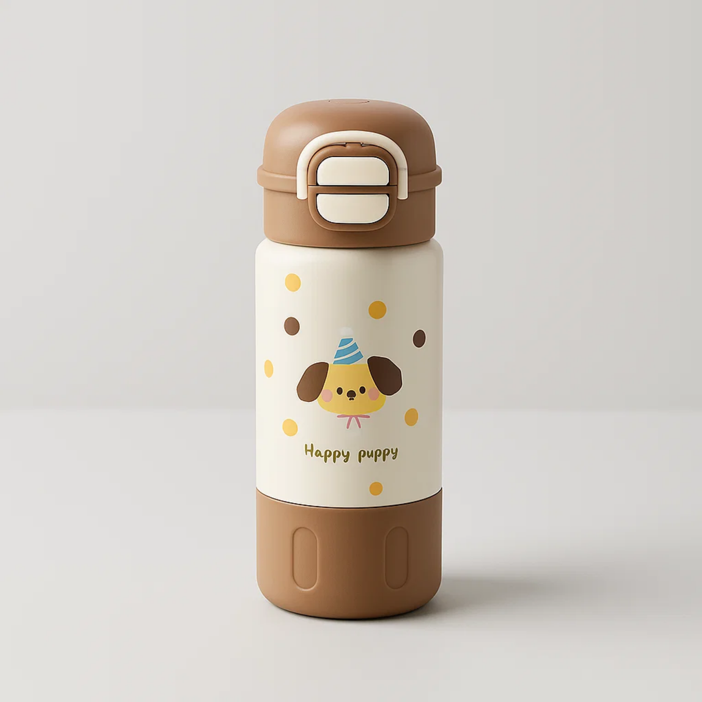 Brown Happy Puppy Stainless Steel Tumbler