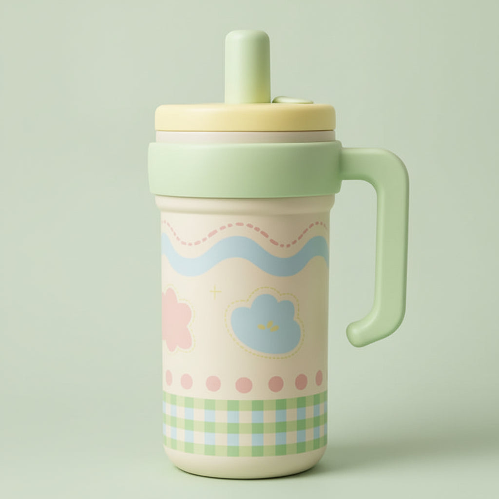 Green Gingham Stainless Steel Tumbler