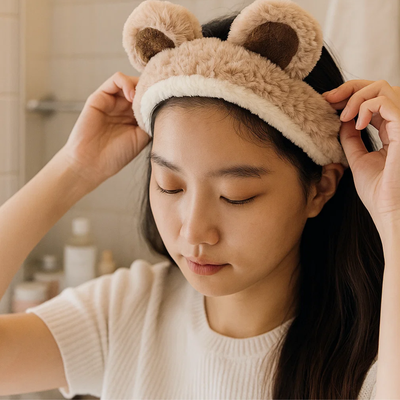 Bear Ear Skincare Headband Brown Soft