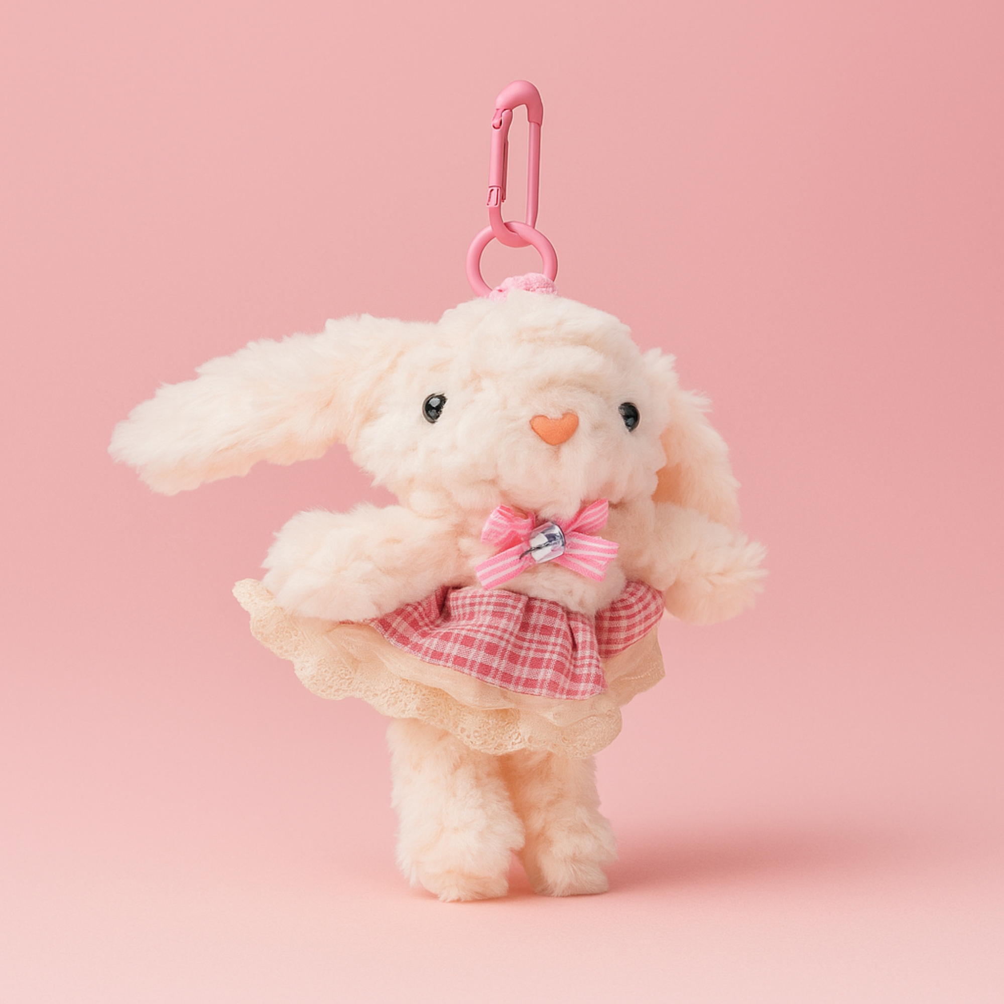 Pink Dress Bunny Plushie Keyring