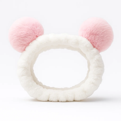Pink Puff Balls Skincare Headband Soft