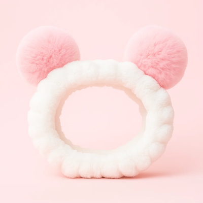 Pink Puff Balls Skincare Headband Soft