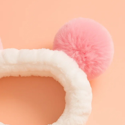 Pink Puff Balls Skincare Headband Soft
