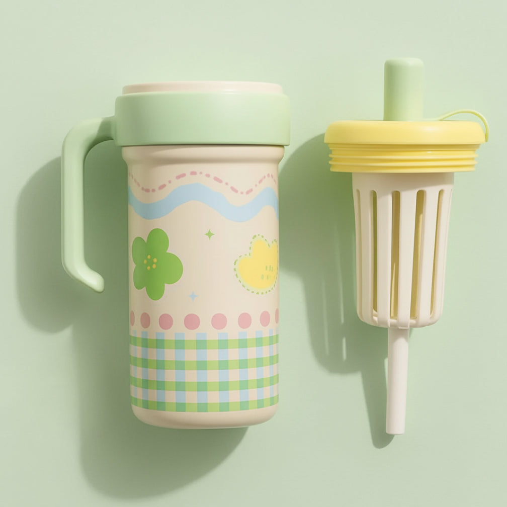 Green Gingham Stainless Steel Tumbler