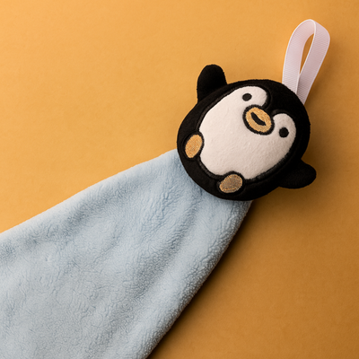 Penguin Plush Towel Blue