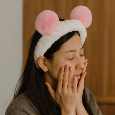 Pink Puff Balls Skincare Headband Soft