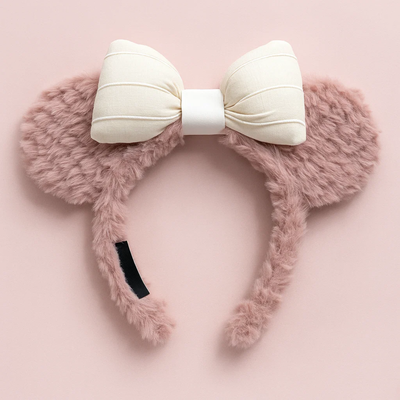 Mickey Ears With Bow Skincare Headband Pink Hard