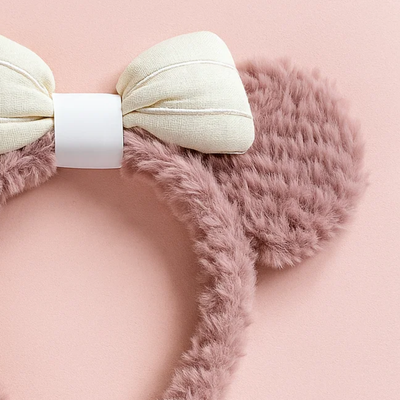 Mickey Ears With Bow Skincare Headband Pink Hard
