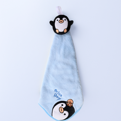 Penguin Plush Towel Blue