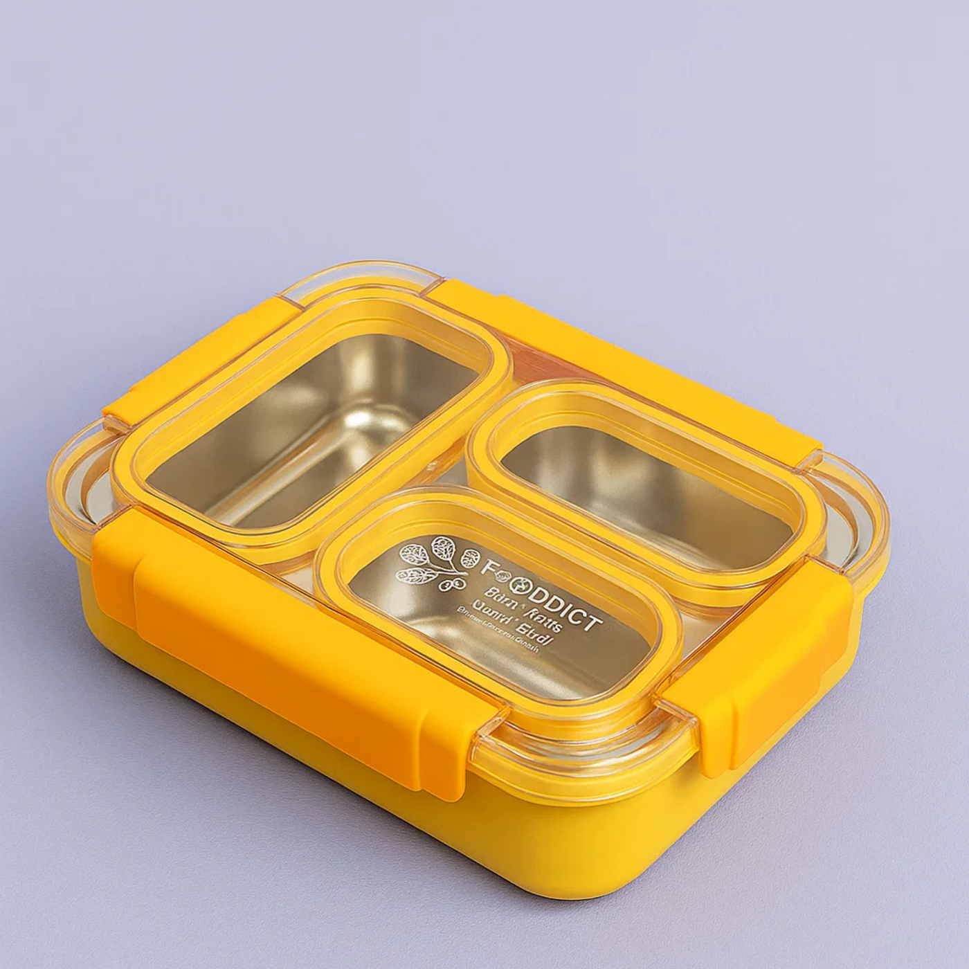 Korean Bento Box 3 Grid - Yellow