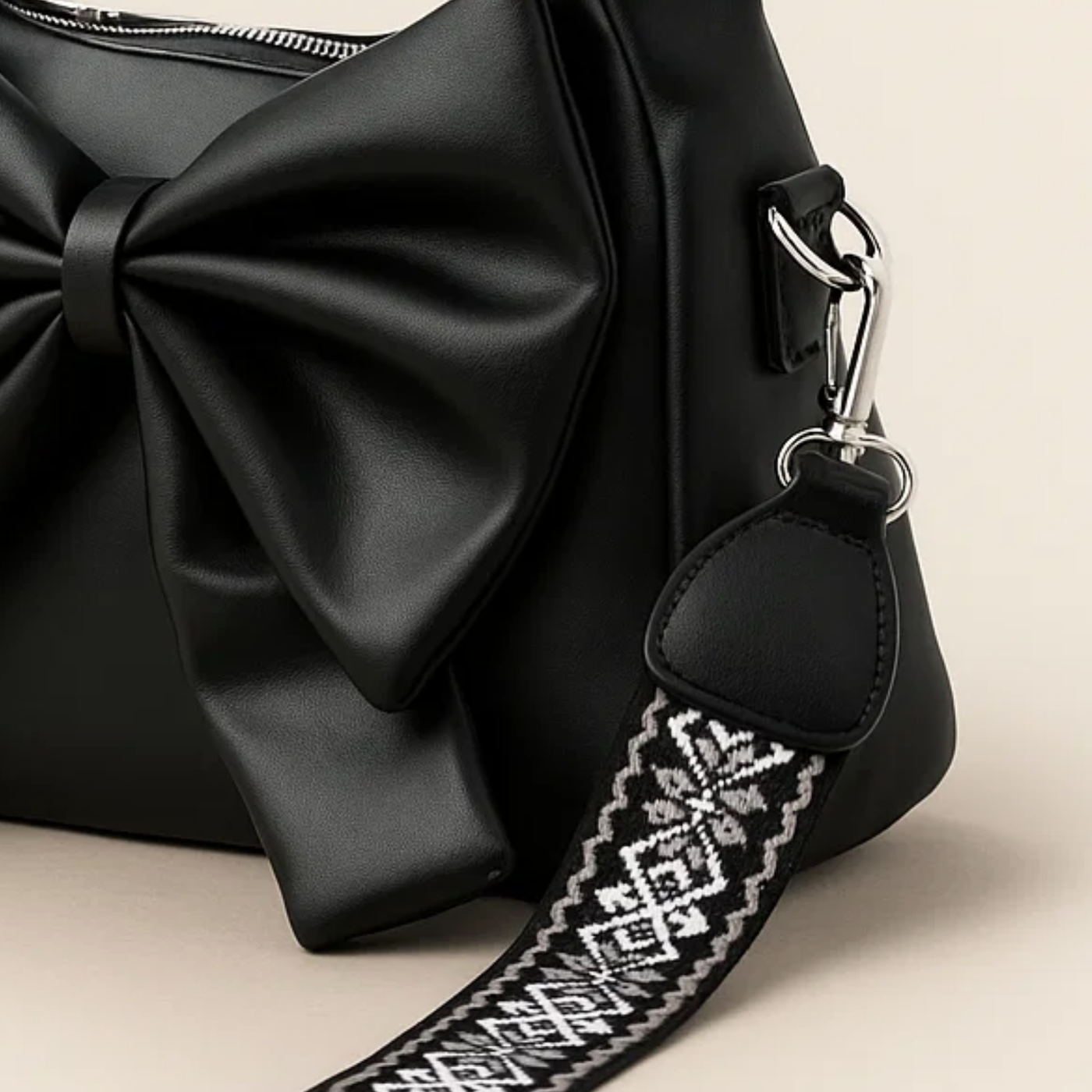 Cute Bow Sling Bag - Black