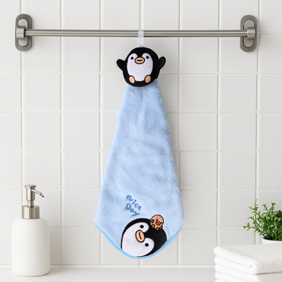 Penguin Plush Towel Blue