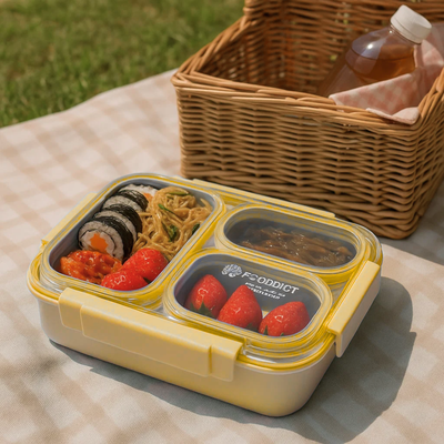 Korean Bento Box 3 Grid - Yellow