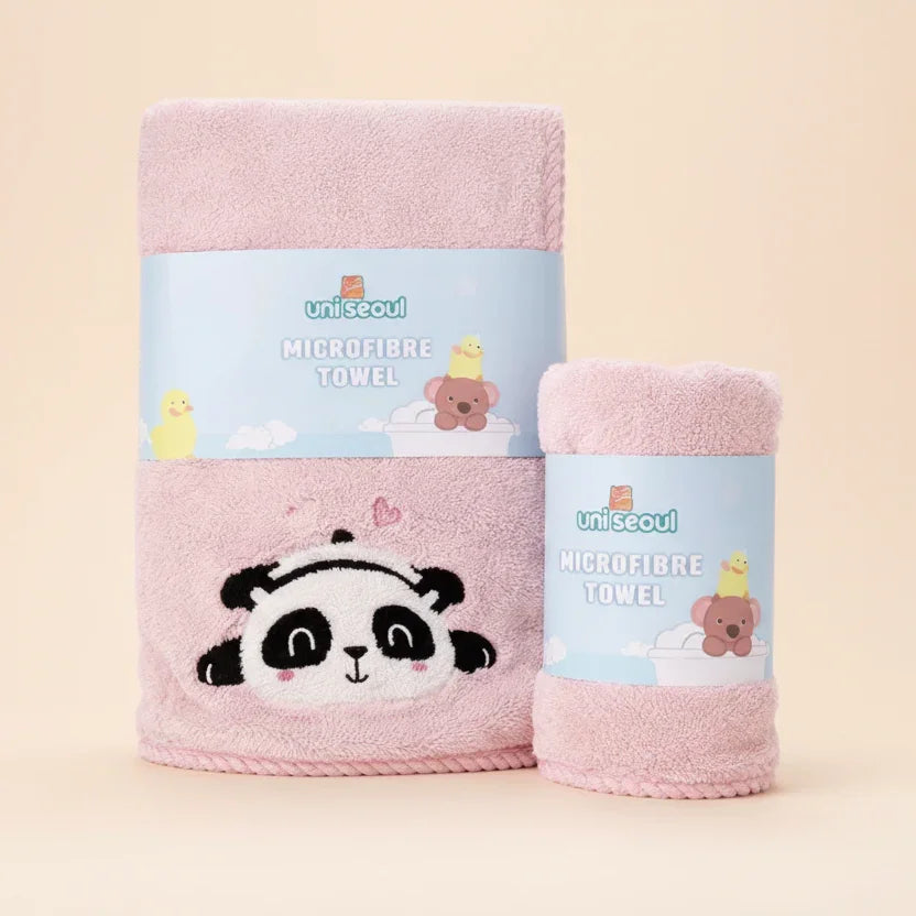 Panda Microfibre Towels Pink