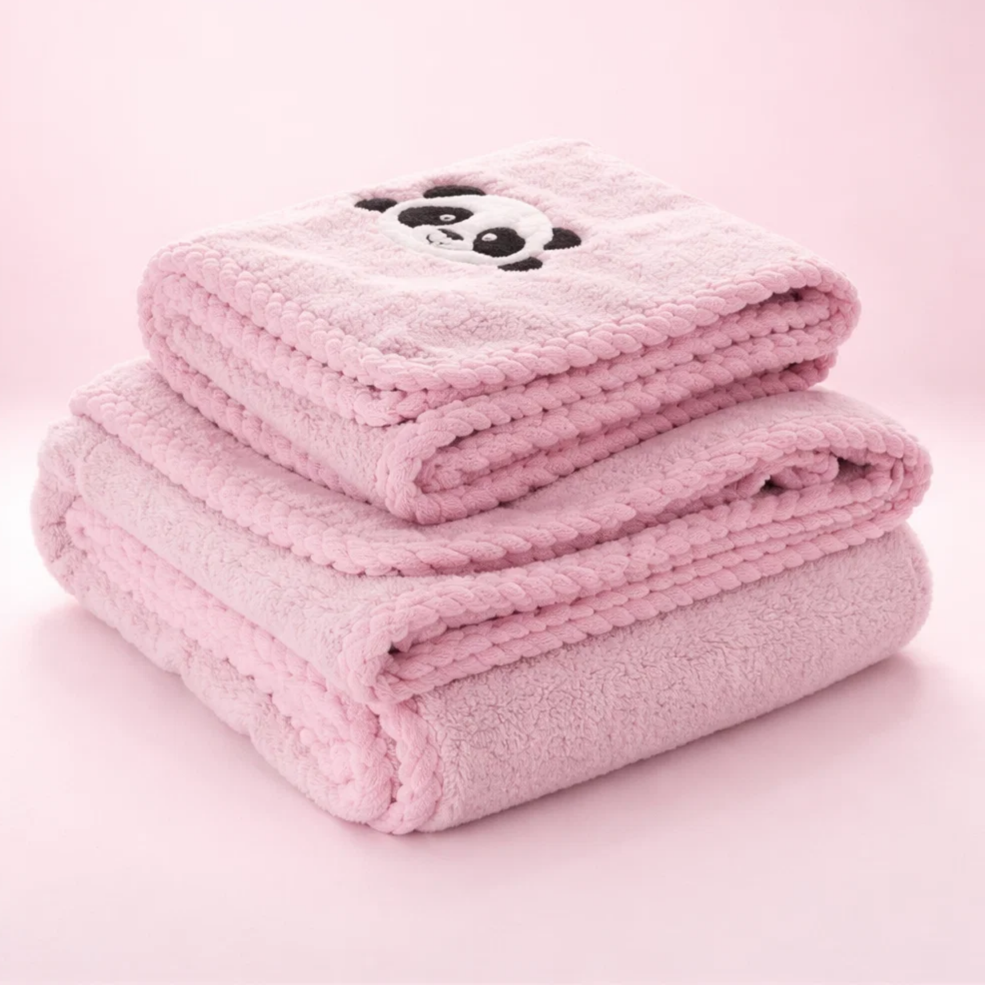 Panda Microfibre Towels Pink
