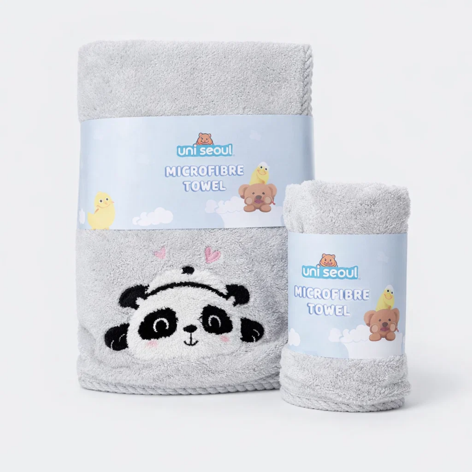 Panda Microfibre Towel Grey