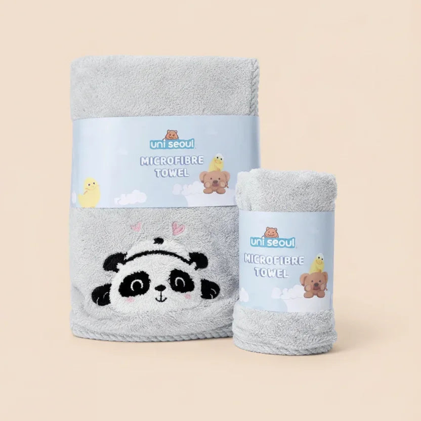 Panda Microfibre Towel Grey