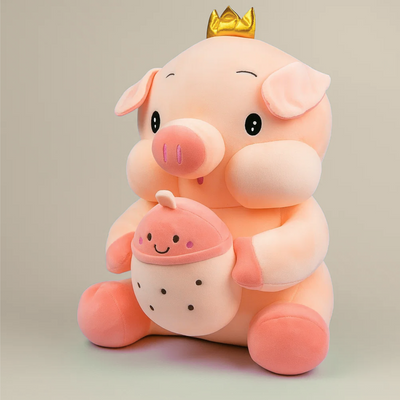 Crown Bottle Pig Plush Toy - Large