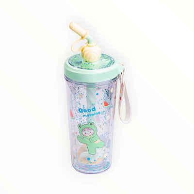 Cute Glitter Tumbler with Straw - 400ml