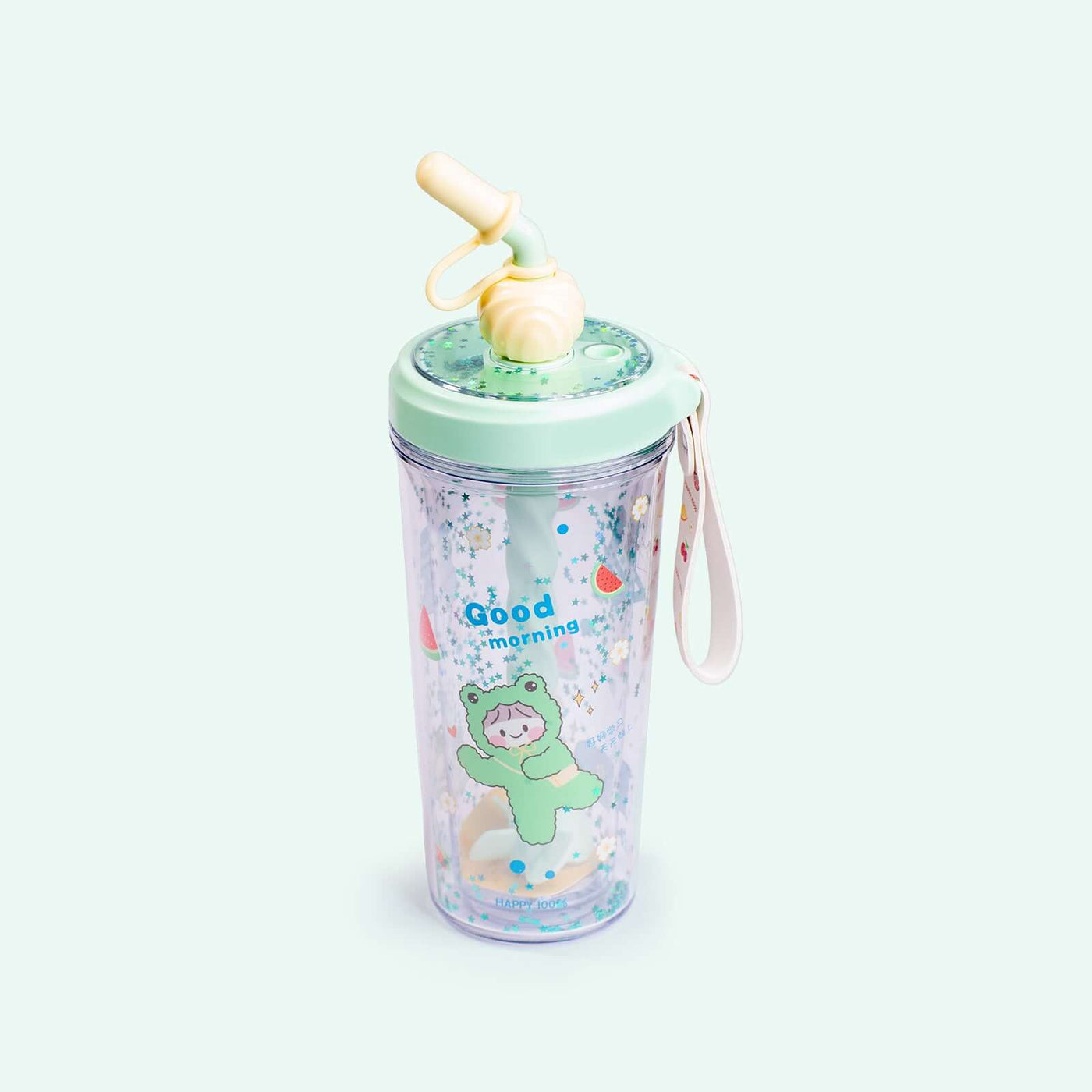 Cute Glitter Tumbler with Straw - 400ml