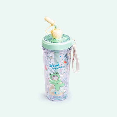 Cute Glitter Tumbler with Straw - 400ml