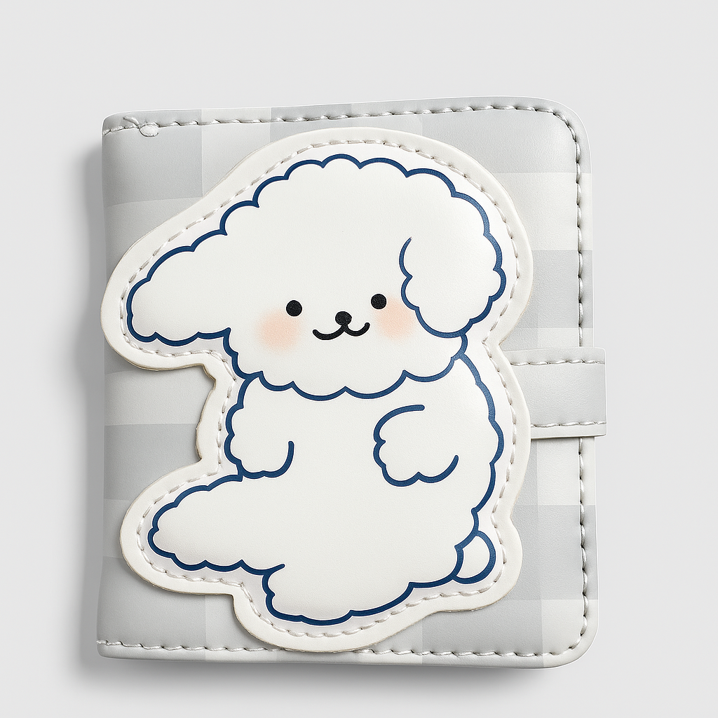 Happy Puppy Blue Gingham Wallet