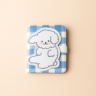 Happy Puppy Blue Gingham Wallet