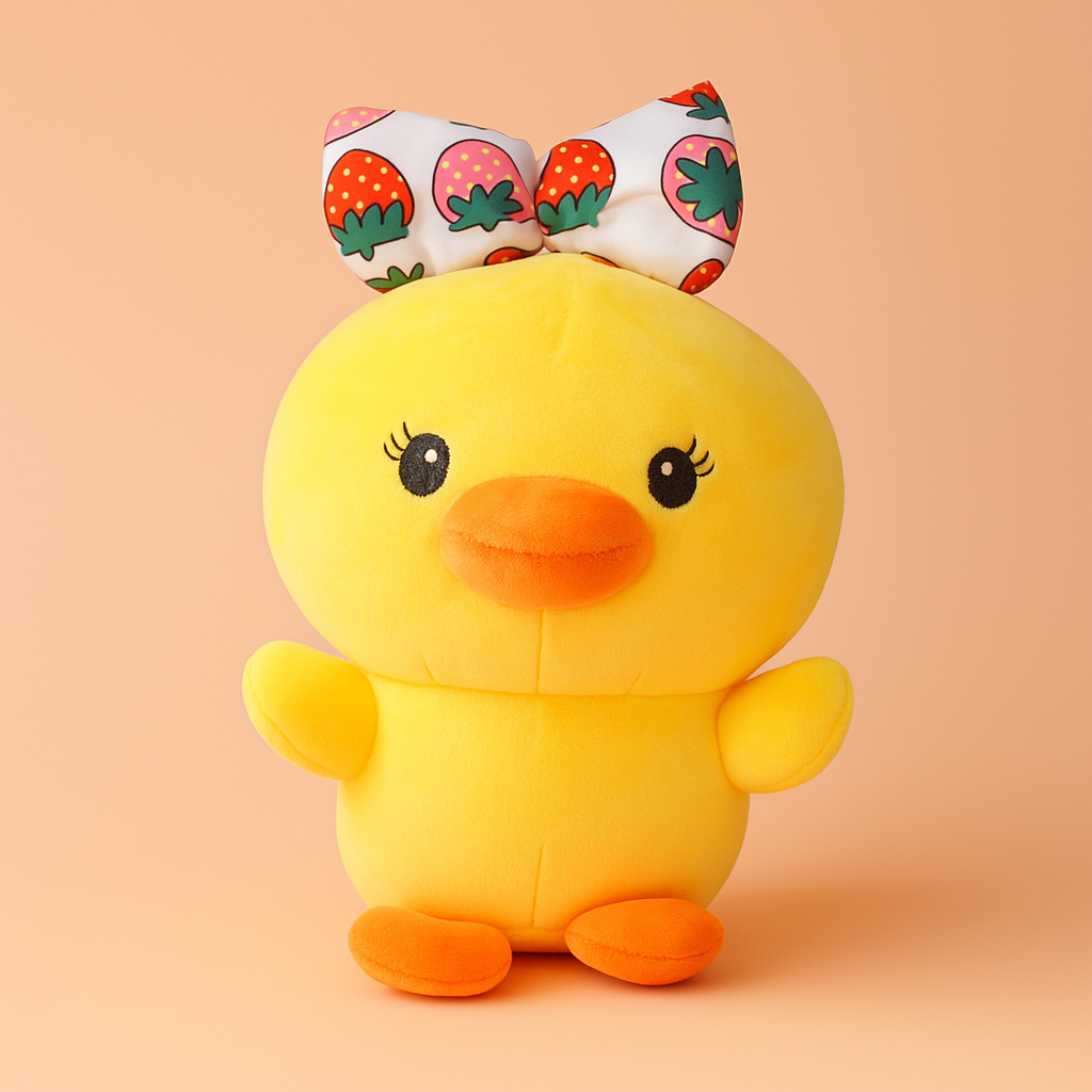 Strawberry Bow Duck Plush Toy - Small