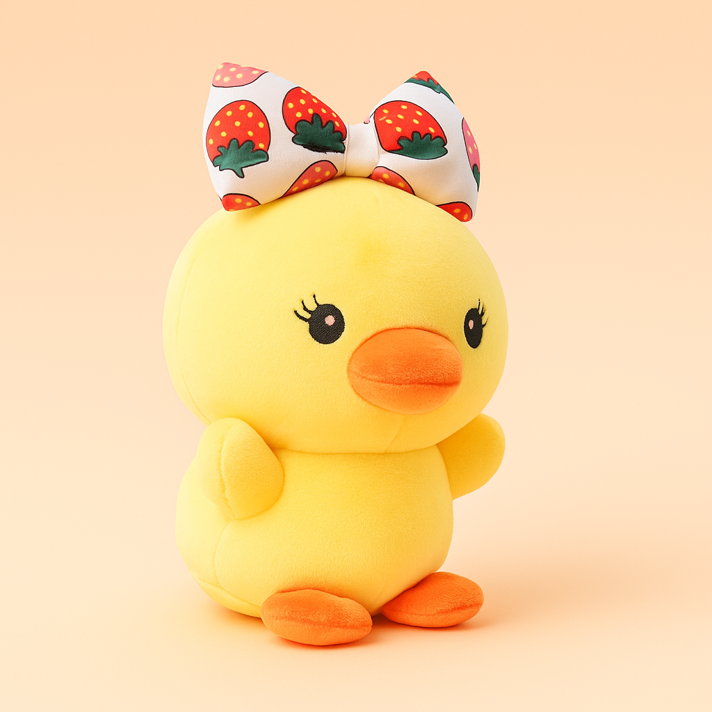 Strawberry Bow Duck Plush Toy - Small