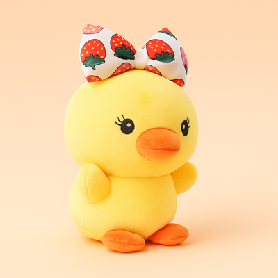 Strawberry Bow Duck Plush Toy - Small