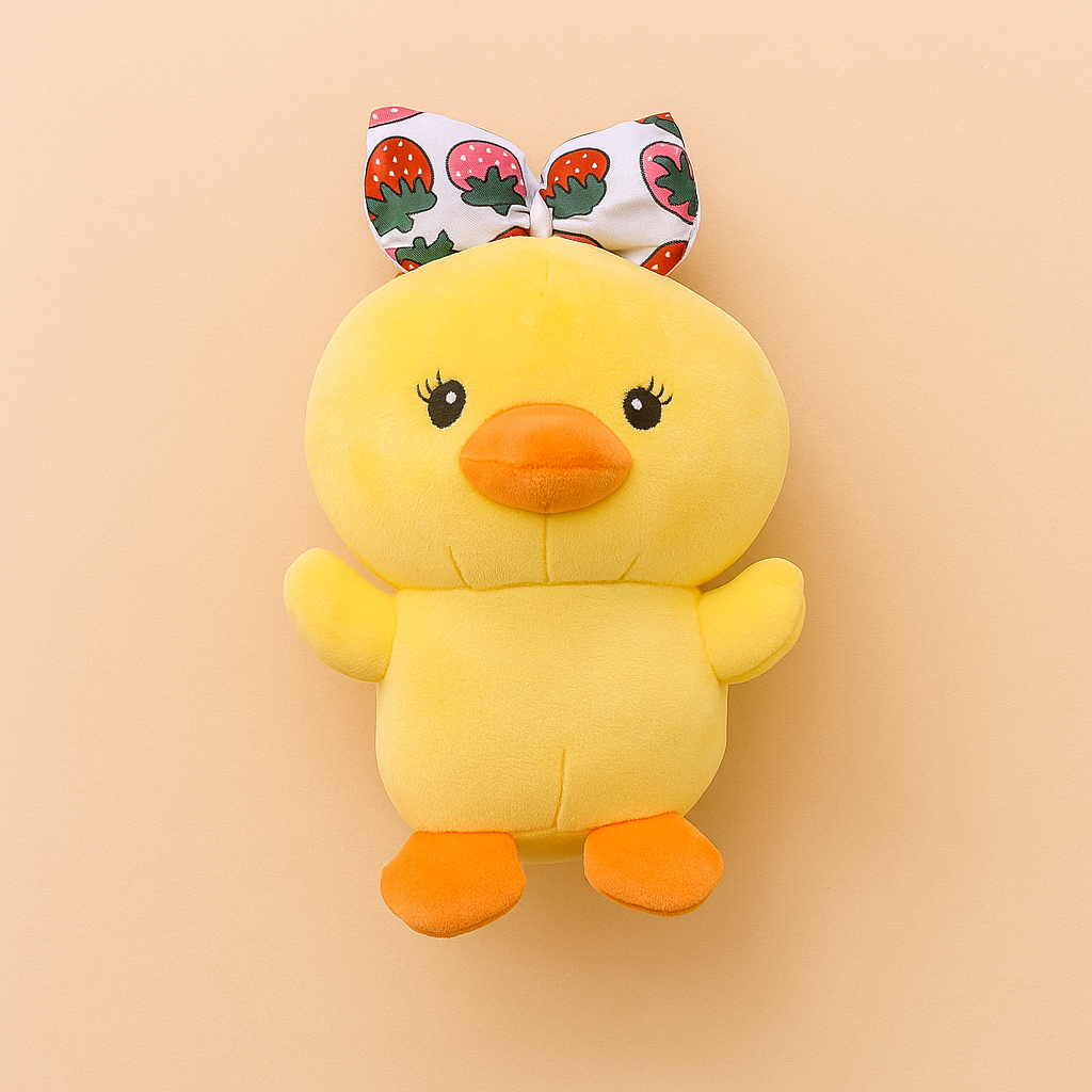 Strawberry Bow Duck Plush Toy - Small