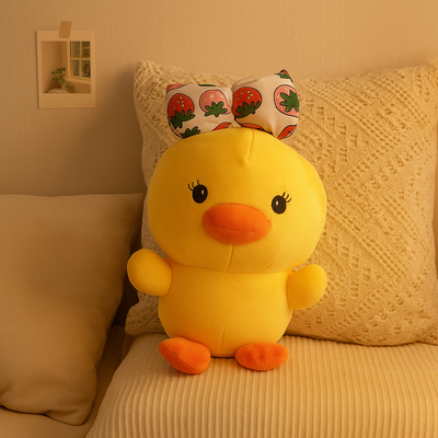 Strawberry Bow Duck Plush Toy - Small