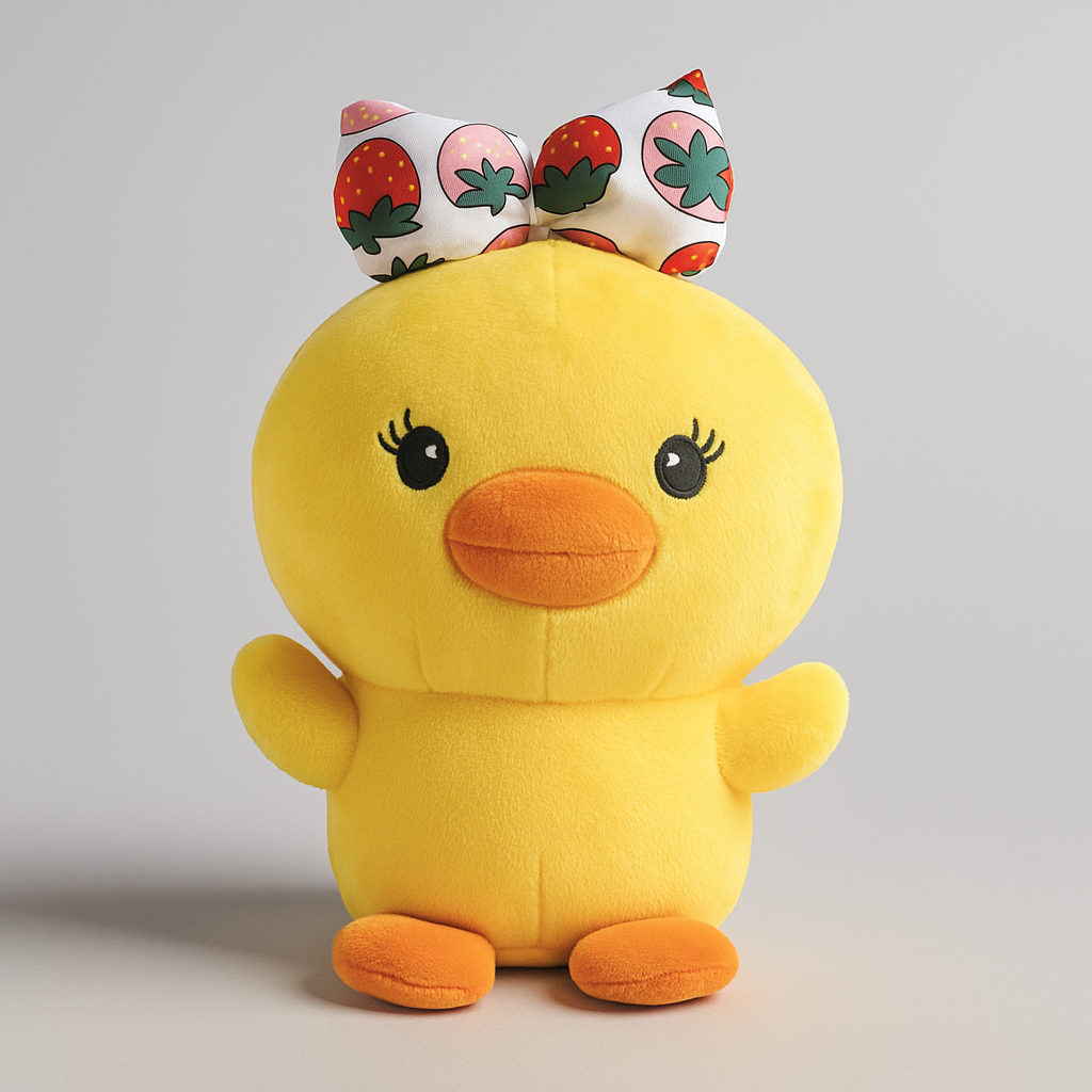 Strawberry Bow Duck Plush Toy - Small