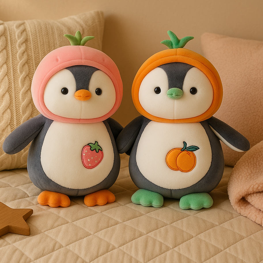 Cute Penguin Plush Toy Orange - Large