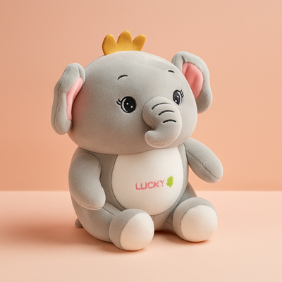 Lucky Elephant Plush Toy Grey - Small