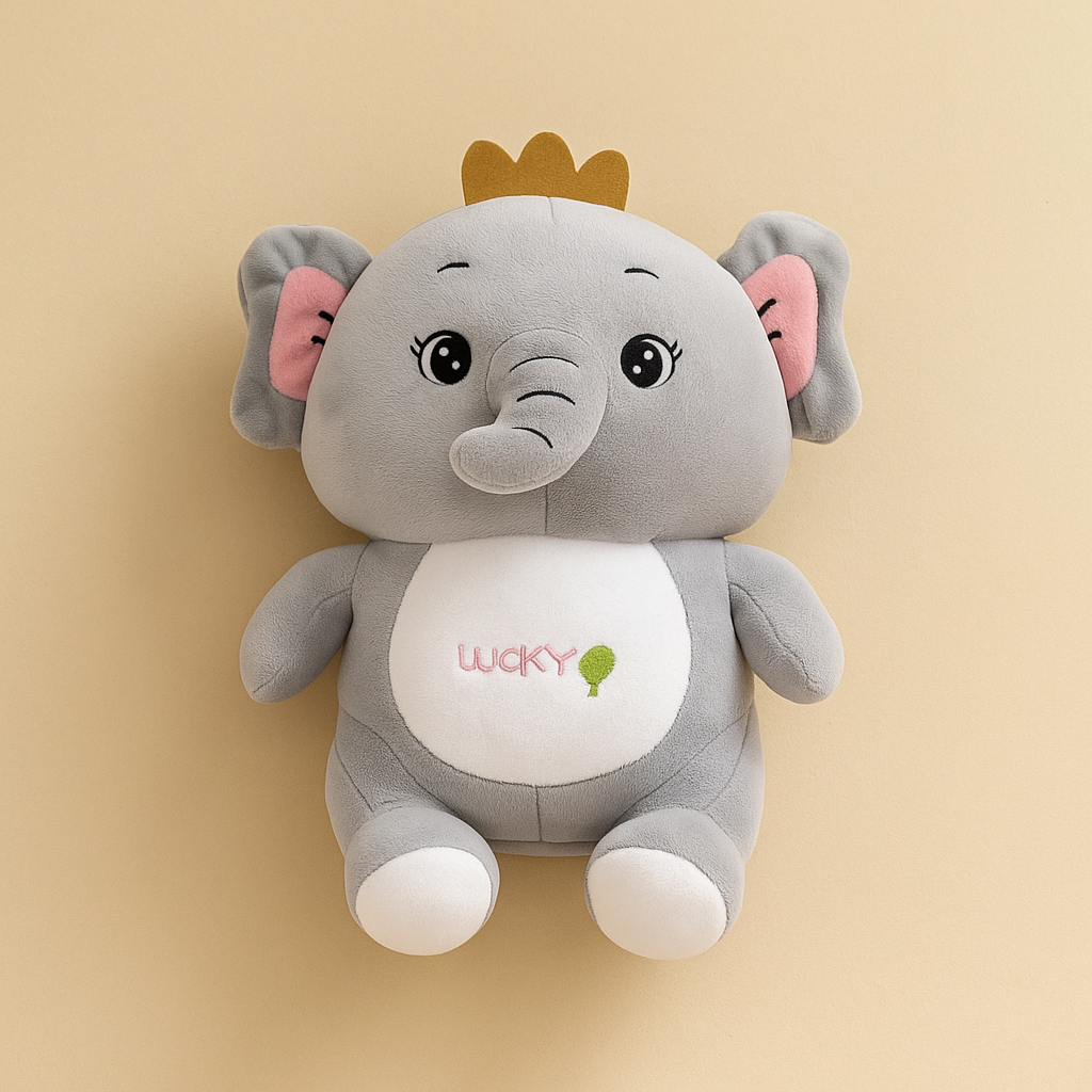 Lucky Elephant Plush Toy Grey - Small