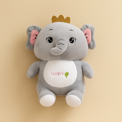 Lucky Elephant Plush Toy Grey - Small