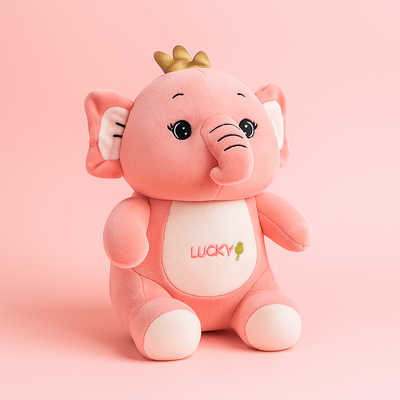 Lucky Elephant Plush Toy Pink -  Small