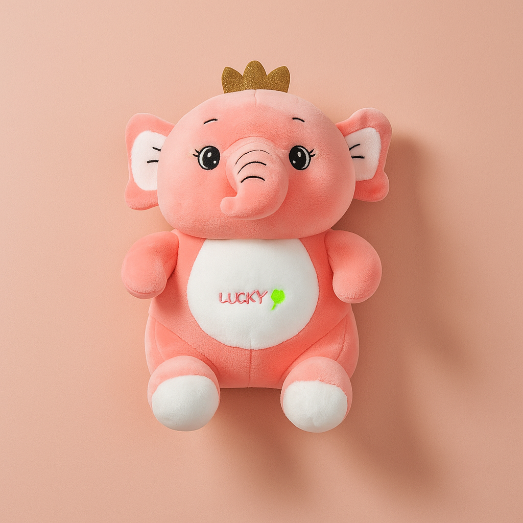 Lucky Elephant Plush Toy Pink -  Small
