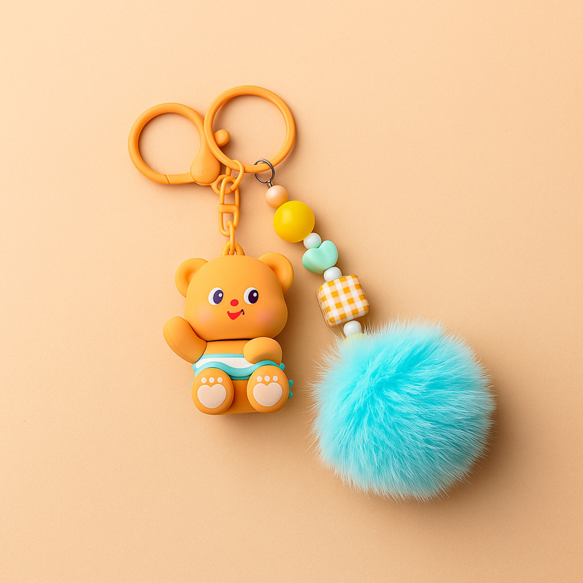 Butterbear with Blue Furball Silicone Keyring