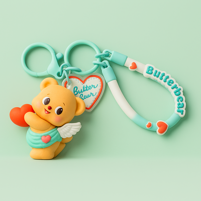 Heart and Wings Silicone Keyrings