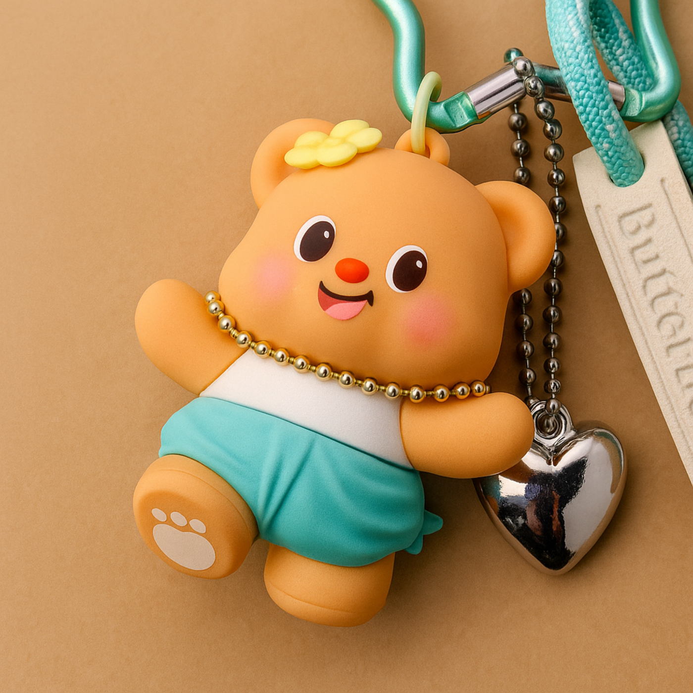 Butterbear with Blue Pants Silicone Keyring