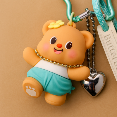 Butterbear with Blue Pants Silicone Keyring