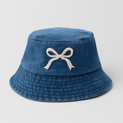 Denim Bow Bucket Hat